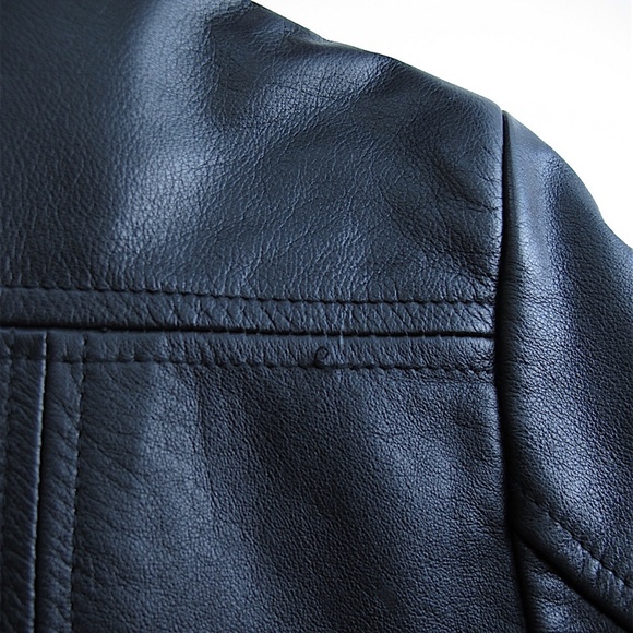 Vintage Wilsons Black Leather Button Jacket Medium - Picture 5 of 8